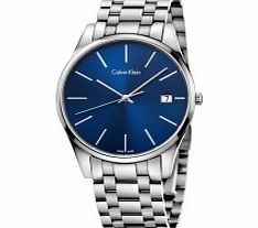 Calvin Klein Mens Time Blue Silver Watch