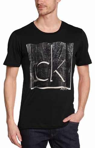Calvin Klein Mens TREY Crew Neck Short sleeve T-Shirt - Black - Black - Small (Brand size: M)