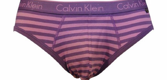 Calvin Klein One Cotton Hip Brief (Large (36``-38``), Purple Stripe)