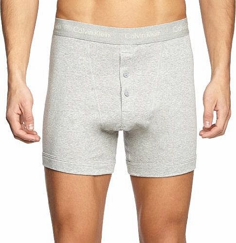 Underwear CK Mens Button Fly Boxer Brief (XLARGE, GREY HEATHER)