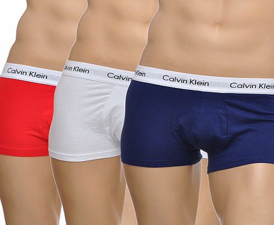 Calvin Klein Underwear Mens COTTON STRETCH Boxer Shorts, Multicoloured (Rouge/Blanc/Bleu), Large