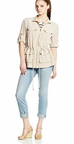Calvin Klein Womens Latte Soft Camp Zip Front Toggle Jacket XS