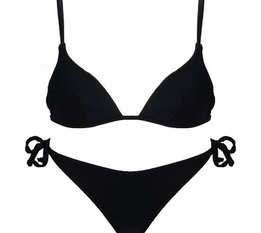 Calzedonia Black Lightly Padded Triangle Bikini 32 Bust Size 8/10
