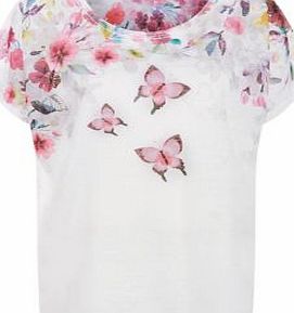 Pink Butterfly Print T-Shirt 3519224