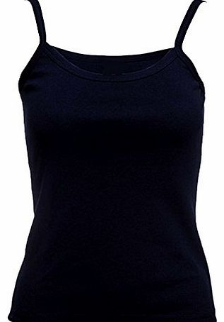 CAMISOLE Ladies Strap Camisole T Shirts Sizes 8 to 18 CASUAL SPORT LEISURE (SMALL 8 - 10, BLACK)