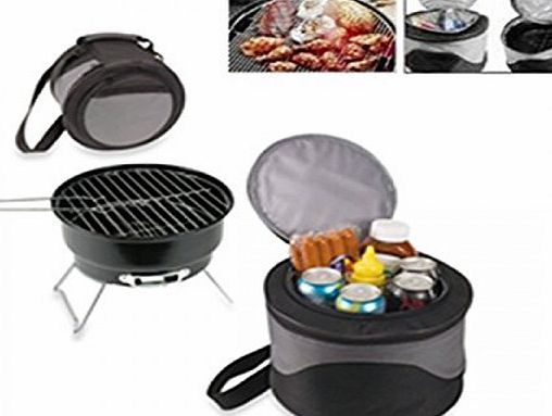 CAMPING GENIUS BBQ GRILL SET WITH COOLER BAG PORTABLE FOLDING MINI CHARCOAL