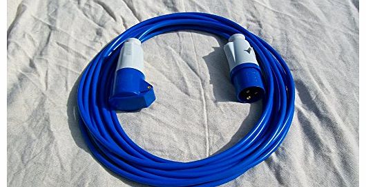 15m Long Caravan Motorhome Camping Electric Hook Up Cable Extension Lead - Blue