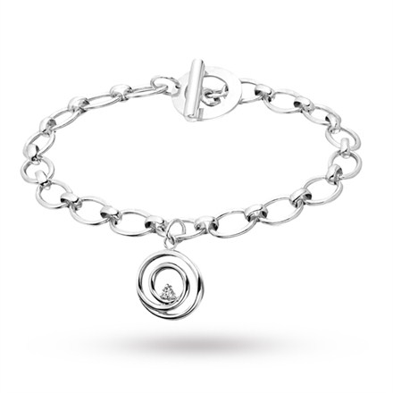 Diamond Spiral Charm Bracelet