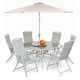 1.5m Table and 6 Chairs Set with Lazy Susan