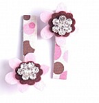 Candy Bows at notonthehighstreet.com Pink and Brown `ubble`Diamante Clippies