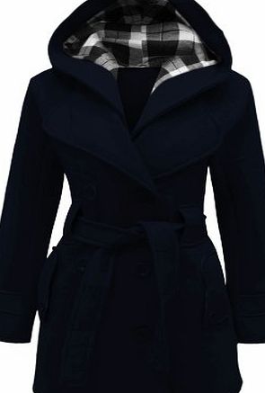 Candy Floss Fashion CANDY FLOSS NEW LADIES HOODED BELTED FLEECE JACKET WOMENS COAT NAVY PLUS SIZE 16