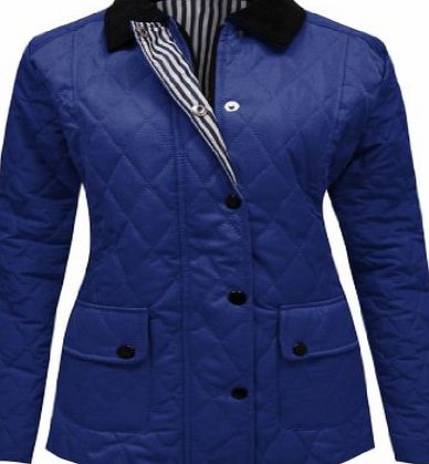 Candy Floss Fashion CANDY FLOSS NEW WOMENS LADIES QUILTED PADDED JACKET ROYAL BLUE SIZES 20