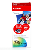 Canon Cli-8 Value Pack contains Black Cyan