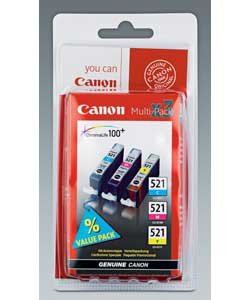 canon CLI521 CMY Ink Multi Pack