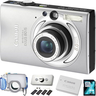 Canon IXUS 80 IS Silver Underwater Camera Kit