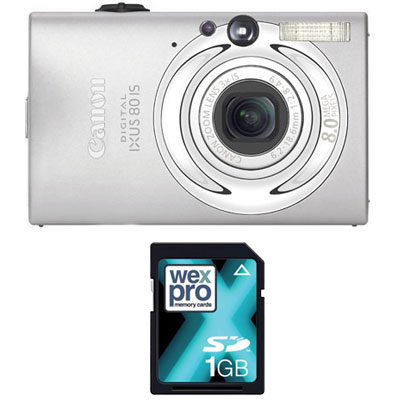 canon IXUS 80 Silver Compact Camera with 1GB SD