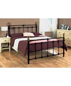 Black Double Bedstead with Tufted Mattress