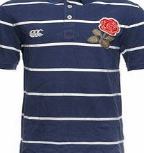 Canterbury England 1871 Limited Edition Vintage S/S Stripe Polo Shirt Deep Sea Navy/White - size L