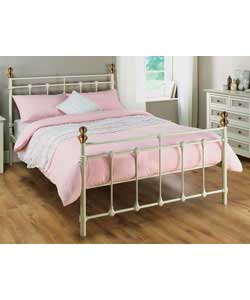 Ivory Double Bedstead with Tufted Mattress