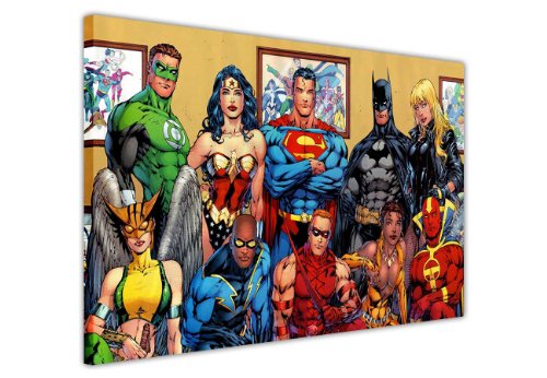 Canvas It Up JUSTICE LEAGUE FAMILY PHOTO DC COMICS SUPERHEROES POP ART CANVAS WALL ART PRINTS PICTURES ROOM DECORATION SUPERHERO POSTER PRINT PICTURE BATMAN SUPERMAN WONDER WOMAN