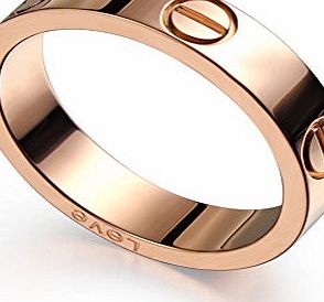 Caperci Womens Designer Screw Love Ring Engagement Wedding Band in Stainless Steel Rose Gold T 1/2