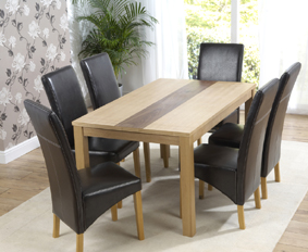 cappuccino Oak Dining Table 150cm and 6 Expresso