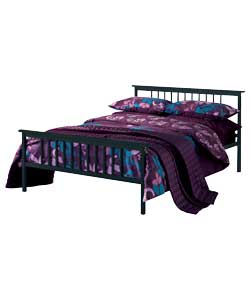 capri Black Metal Shaker Double Bed with Firm Mattress