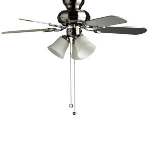 Capri Fan with Light- Stainless Steel/Washed Oak