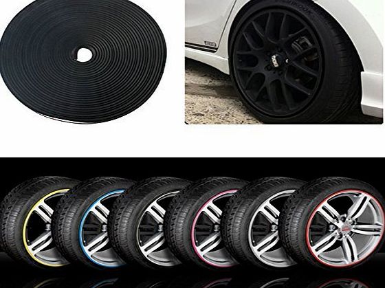 CAR RIMBLADE Car Alloy Wheel Rim Protectors Tire Guard Line Rubber Moulding (Black)