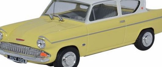 cararama  Ford Anglia 105E Sunburst Model Car (Yellow/Ermine White)