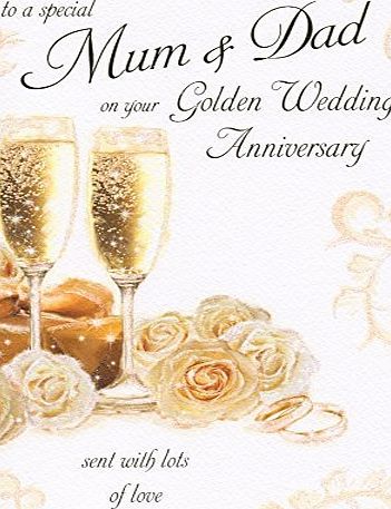 Cards To A Special Mum and Dad On Your 50th Golden Wedding Anniversary Large Greeting Card GR033