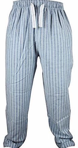 New Mens Cotton Lounge Pants Luxury Designer Style Pyjamas Bottoms Trousers PJs (Large 36``-39``, Light Blue Stripe)
