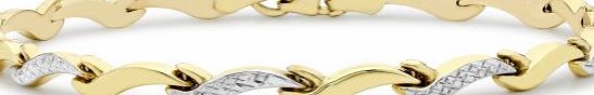 Carissima Gold Carissima 9ct Two Colour Gold Diamond Cut Wave Link Bracelet 19cm/7.5``