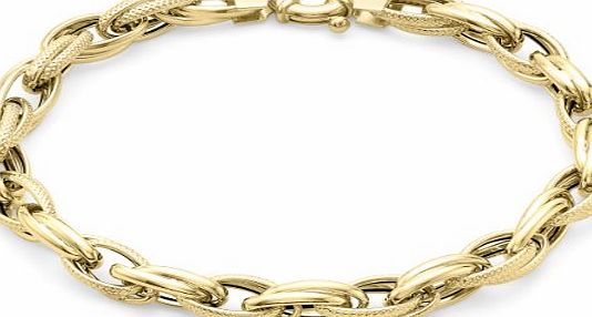 Carissima Gold Carissima 9ct Yellow Gold Diamond Cut Double Link Bracelet 22.5cm/9``