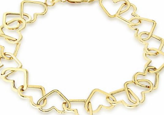 Carissima Gold Carissima 9ct Yellow Gold Heart Link Bracelet 19cm/7.5``