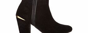 Black suede contrast detail ankle boots