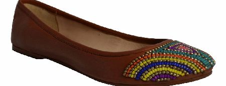 CARLTON LONDON Brown Leather Ballerina