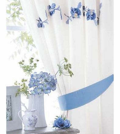 Blue Standard Header Lined Curtains  Tie