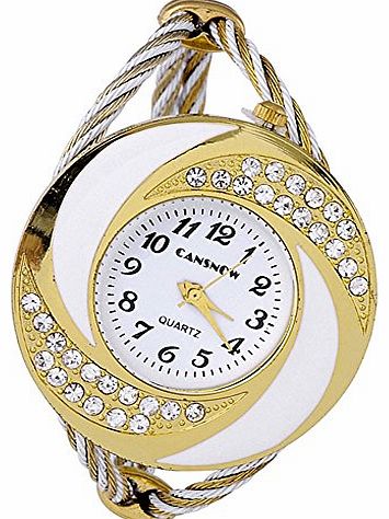 Carrie Baby JS Direct 1x Retro Lady Womens Quartz Wrist Watch With Round Golden Case & Crystal Decoration/ B
