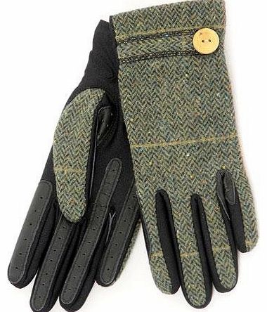 Womens Herringbone Gloves - Green/Black, One Size