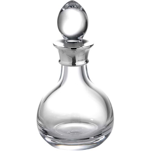 25cl Mini Decanter- Plain Crystal In Sterling Silver By Carrs Of Sheffield