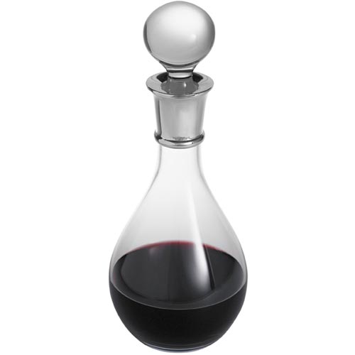 75cl Wine Decanter- Plain Crystal In Sterling Silver By Carrs Of Sheffield