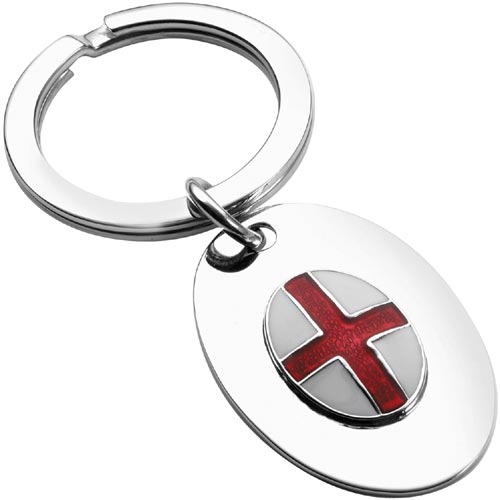 Carrs Of Sheffield Oval St. George Cross Key ring In Sterling Silver By Carrs Of Sheffield