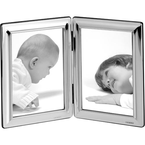 Carrs Of Sheffield Plain Rectangle Frame- Hinged Double- Mahogany Finish Back In Sterling Silver By Carrs Of Sheffield