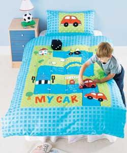 Cars Play Single Duvet Cover Set - Blue