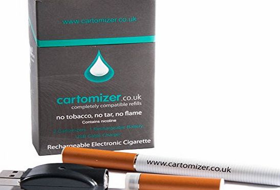 Cartomizer Electronic Cigarette Starter Kit with 2 Cartomizer refills - USA Flavour Zero Nicotine E Cigs - Rechargeable Battery and USB Charger - VIP E Cig Quit Smoking Kit