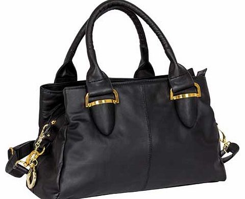 Real Leather Grab Handle Handbag -