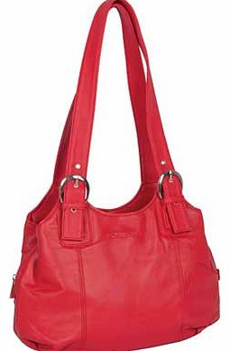 Real Leather Shoulder Handbag - Red