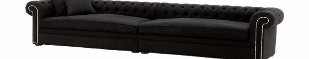 Casa Padrino Huge Chesterfield Sofa Black luxury linen 380cm length