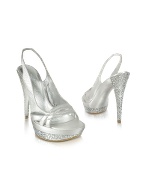 Casadei Silver Jeweled Platform Sandal Shoes